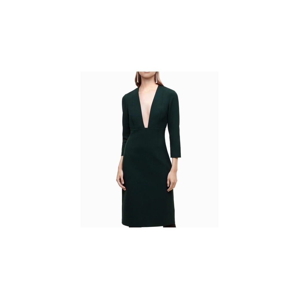 Babaton by Aritzia Masu Dress Black Sheath Plunging Neckline Sz‎ 8 LBD Statement